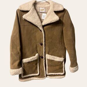 70s vintage faux suede sherpa lined jacket Fingerhut Fashions - small
